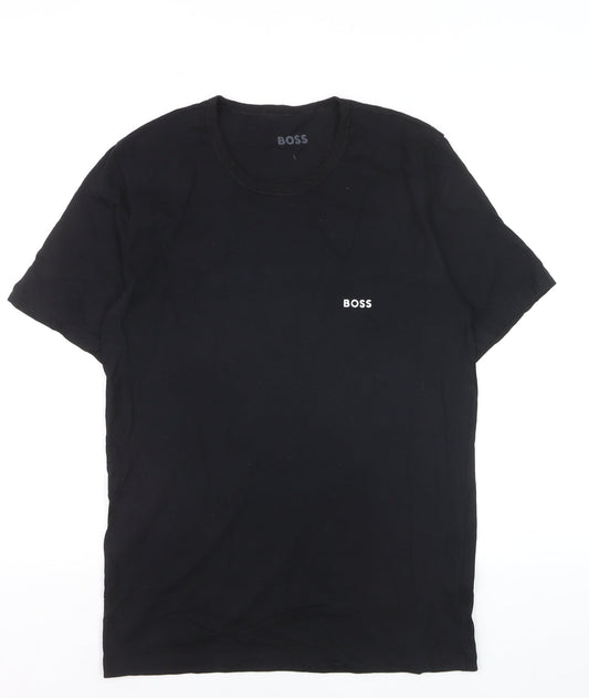 BOSS Men's Black Cotton Crew Neck Logo T-Shirt Size L