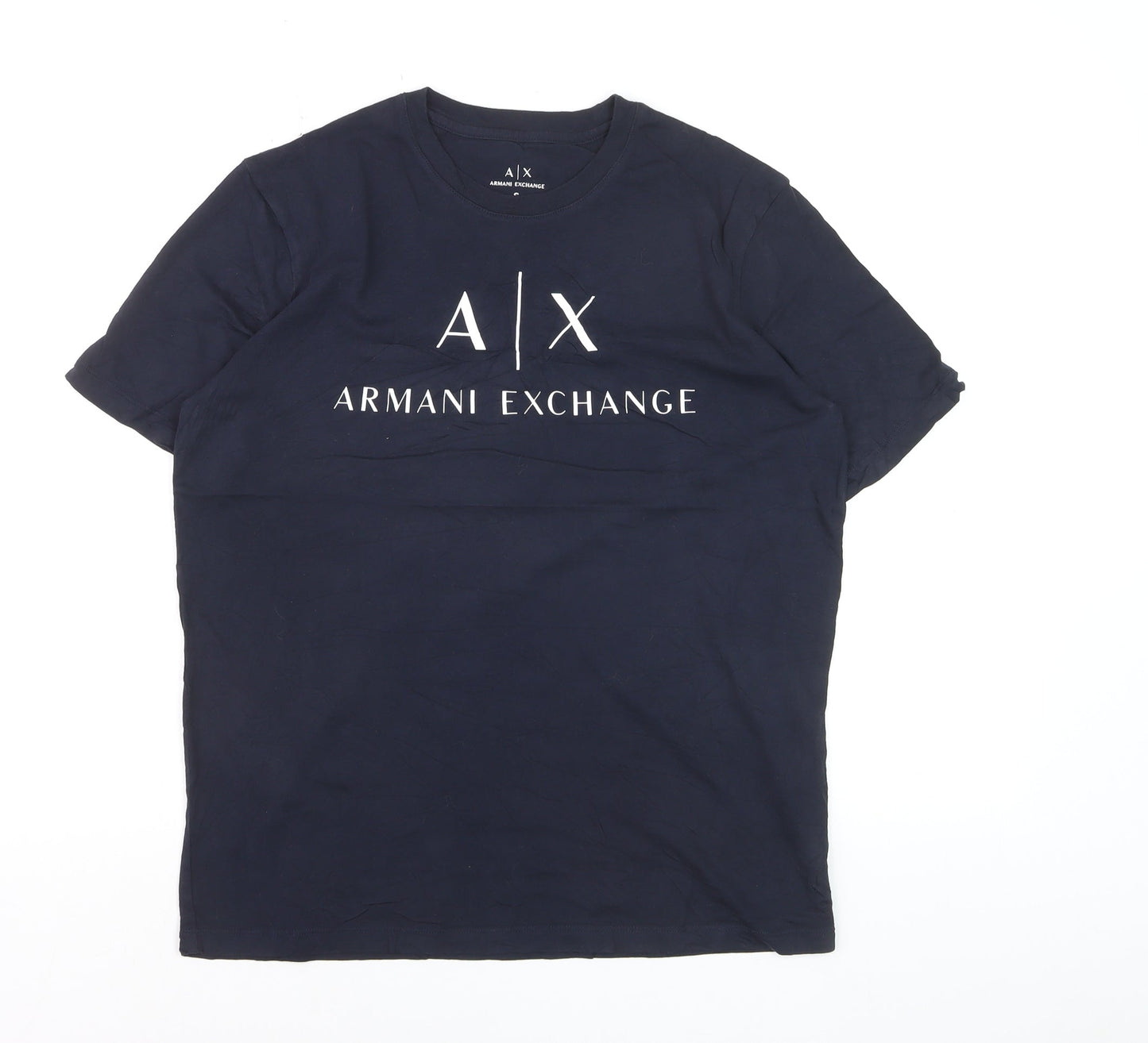 Armani Exchange Men’s Blue Slim Fit Logo Crew Neck T-Shirt Size S