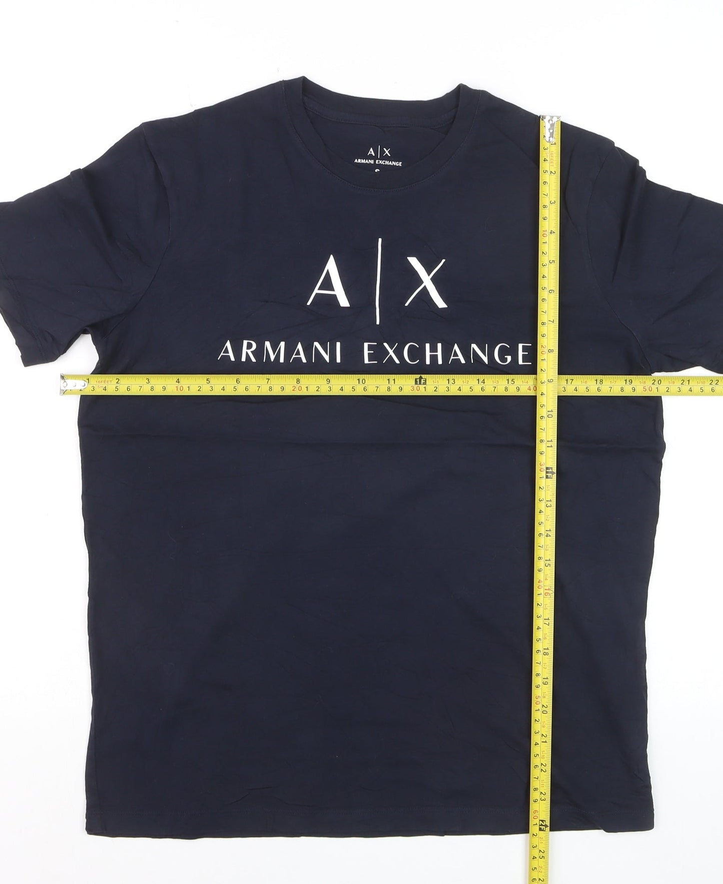 Armani Exchange Men’s Blue Slim Fit Logo Crew Neck T-Shirt Size S