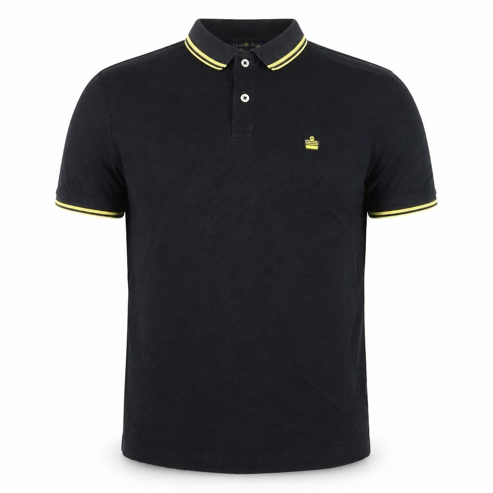 Admiral Men's Black XS Polo Shirt Yellow Trim Cotton Casual Tee