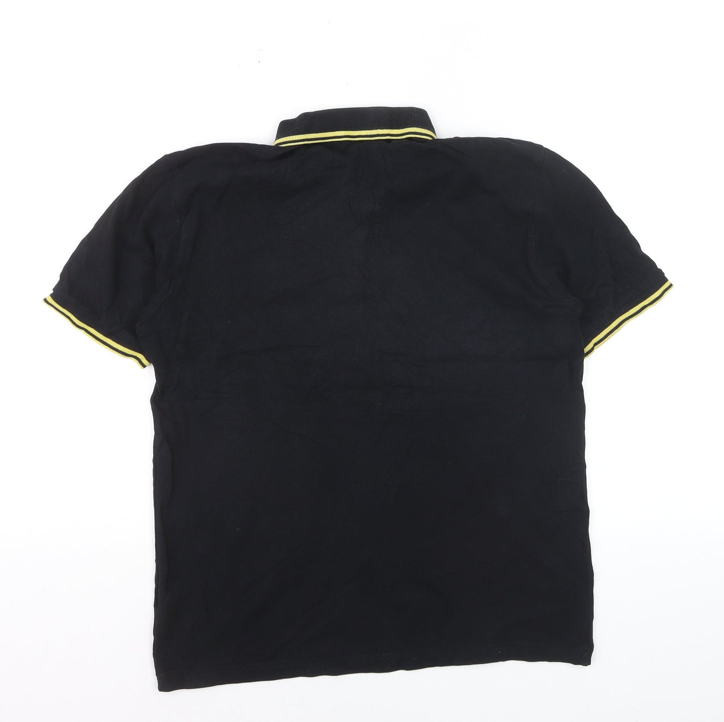 Admiral Men's Black XS Polo Shirt Yellow Trim Cotton Casual Tee
