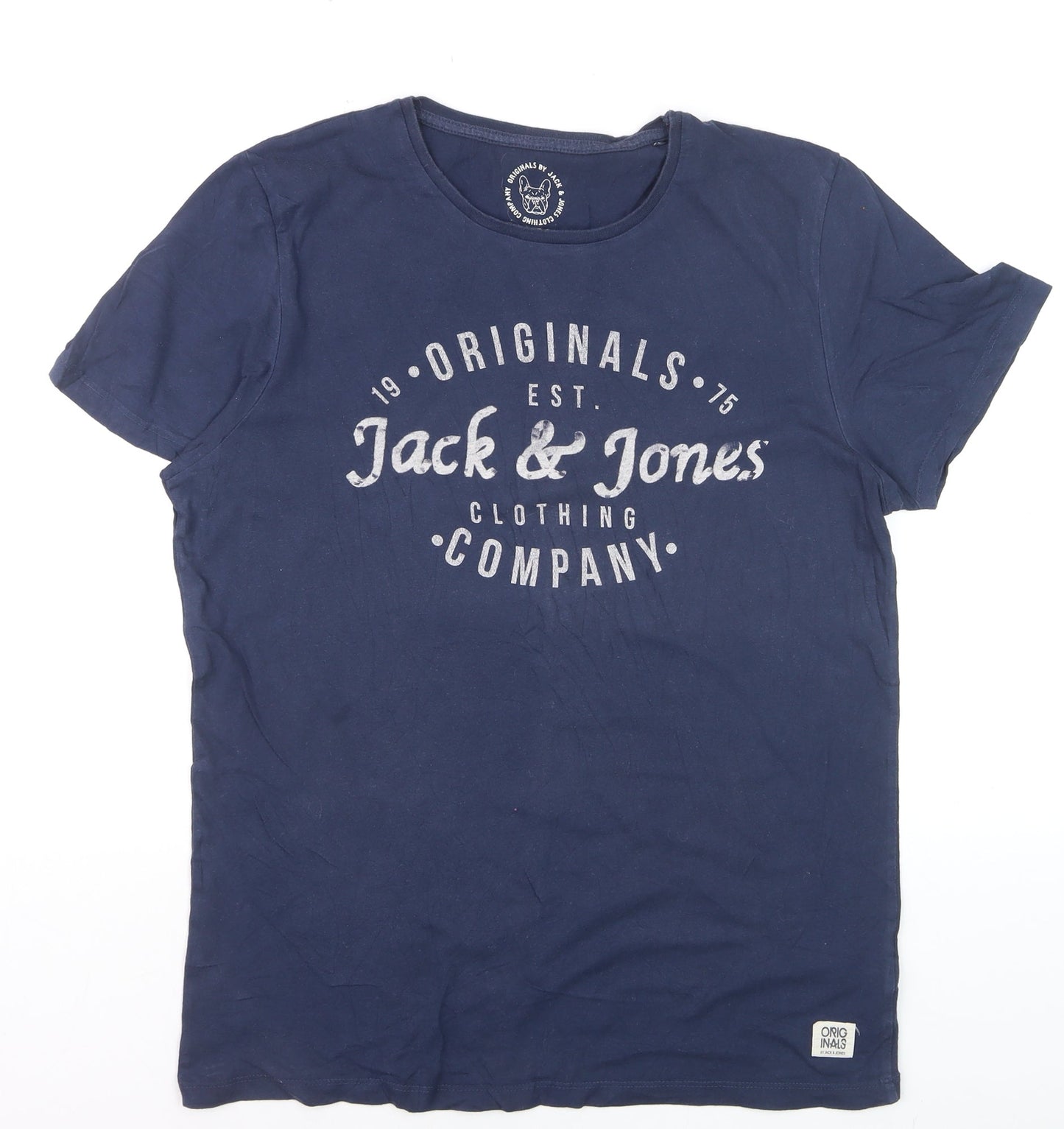 Jack & Jones Men's Blue Graphic Print T-Shirt Size L