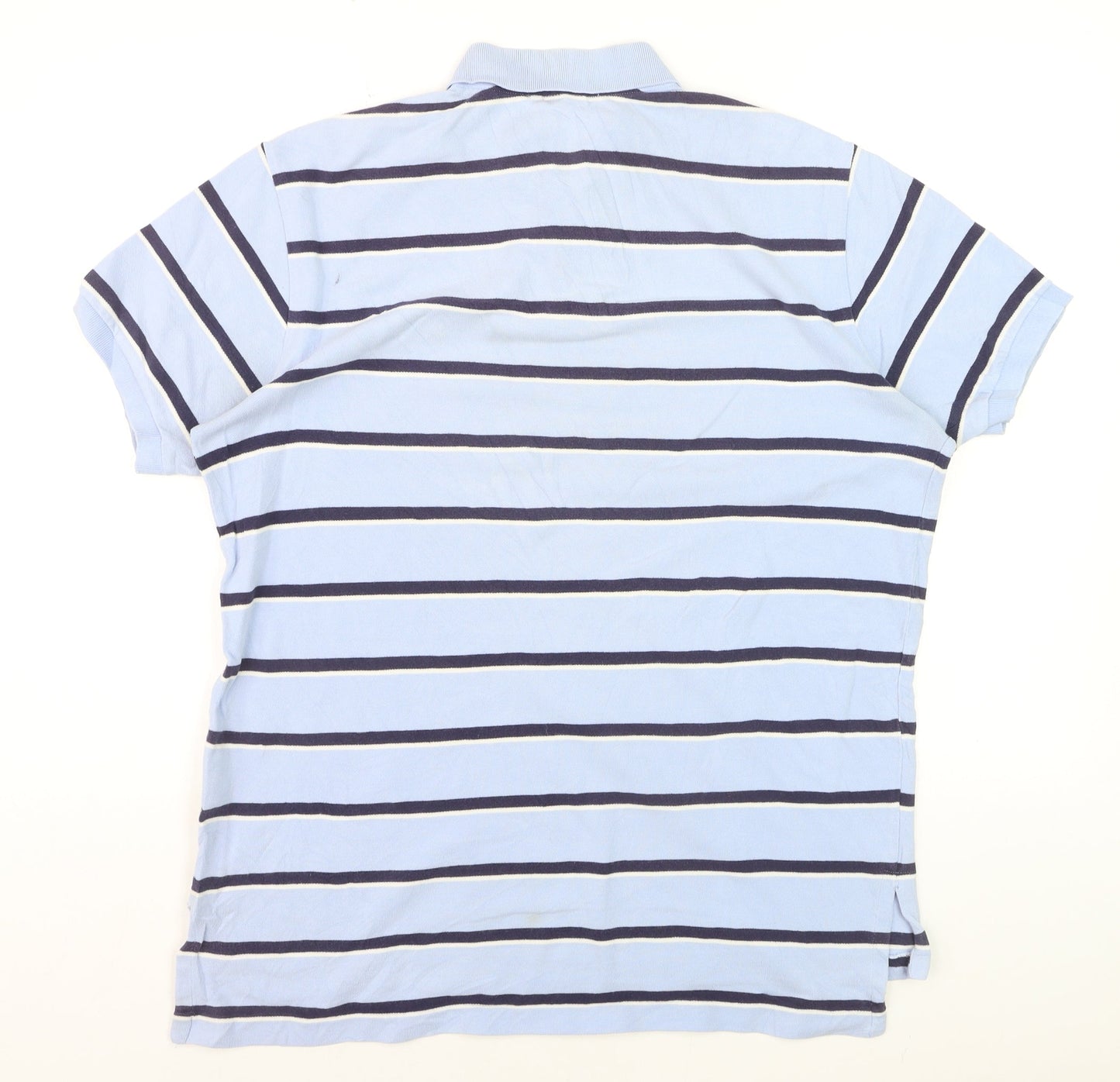 Ralph Lauren Men’s Blue Striped Cotton Polo Shirt Size L