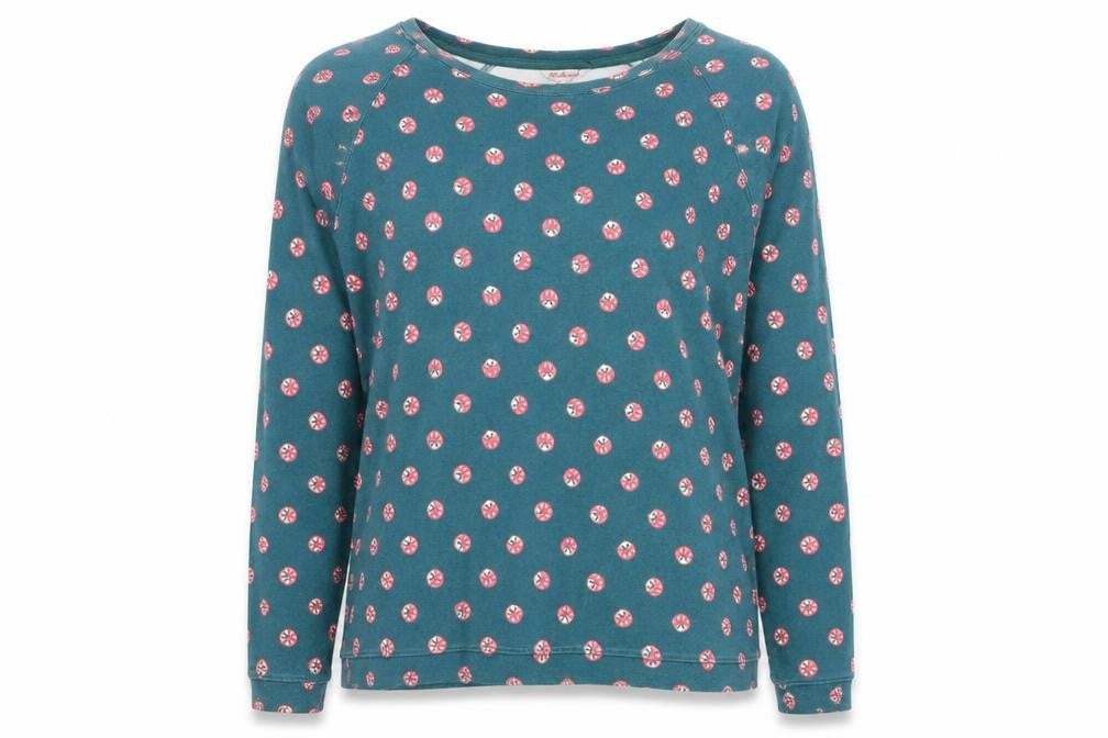 Cath Kidston Women's Blue Floral Long Sleeve Cotton T-Shirt Size M