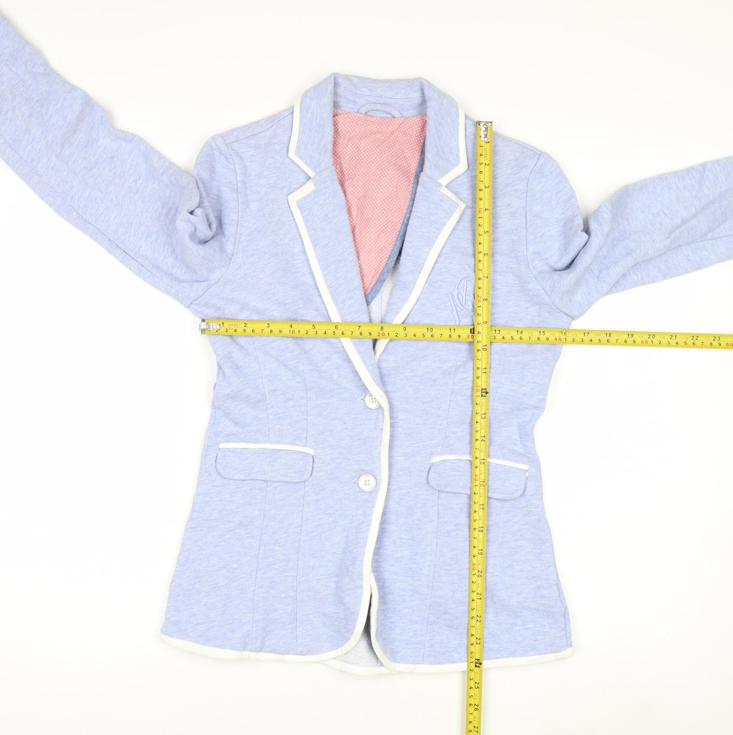 Crew Clothing Co. Women’s Blue Cotton Blazer Size 8 Classic Preppy Style