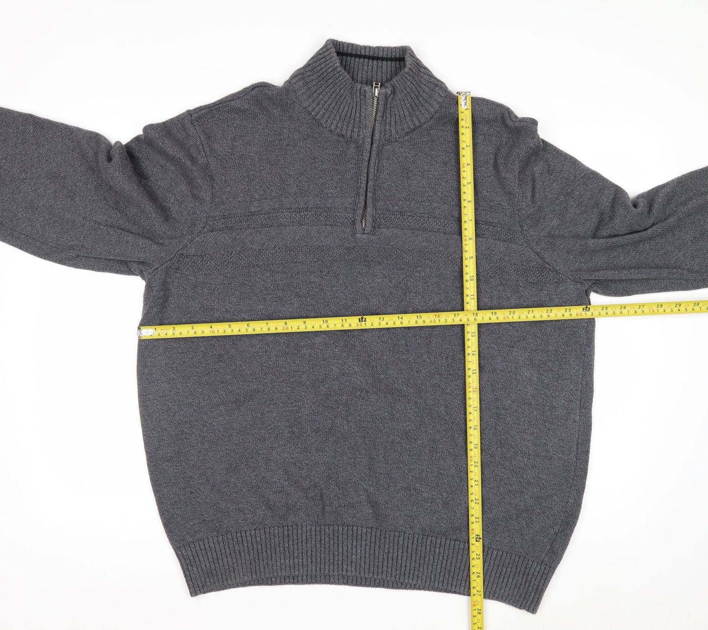 Dockers Men’s Grey Cotton Half Zip High Neck Jumper XL