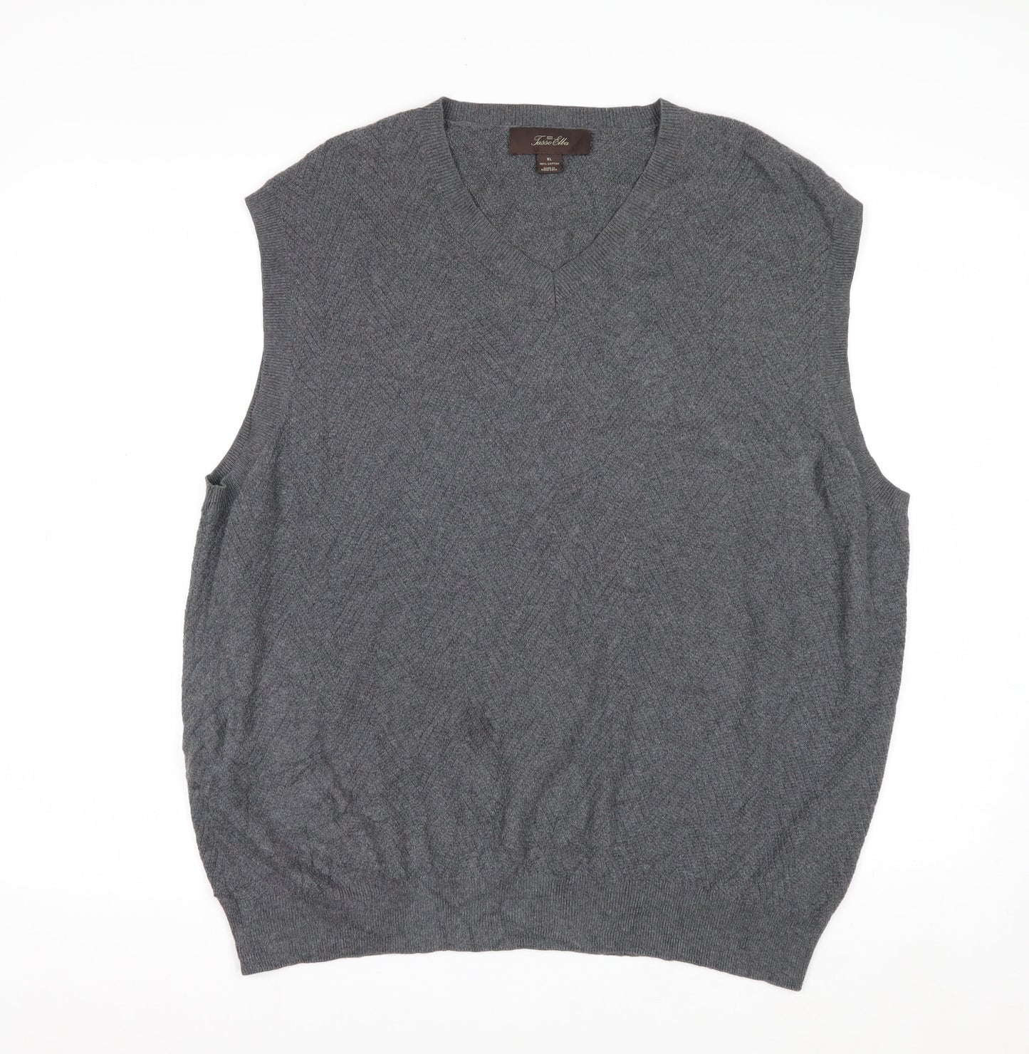 Tasso Elba Men's Grey Cotton V-Neck Sleeveless Vest XL