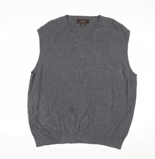 Tasso Elba Men's Grey Cotton V-Neck Sleeveless Vest XL