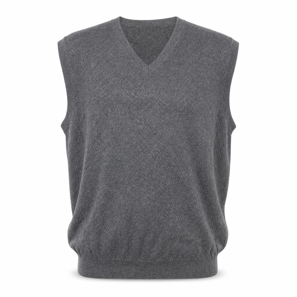 Tasso Elba Men's Grey Cotton V-Neck Sleeveless Vest XL