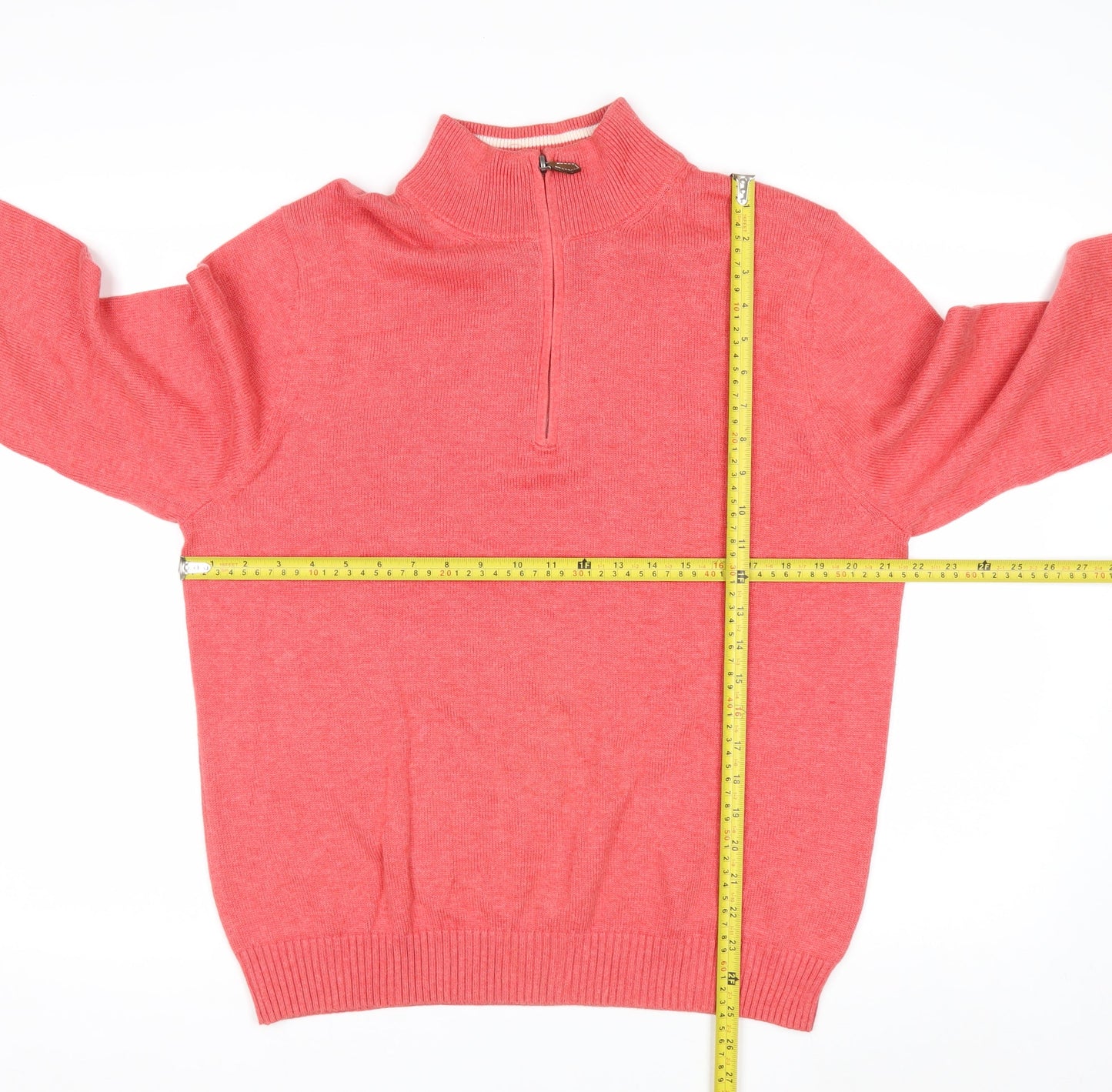 Brooks Brothers Men's Pink Cotton 1/2 Zip High Neck Jumper M