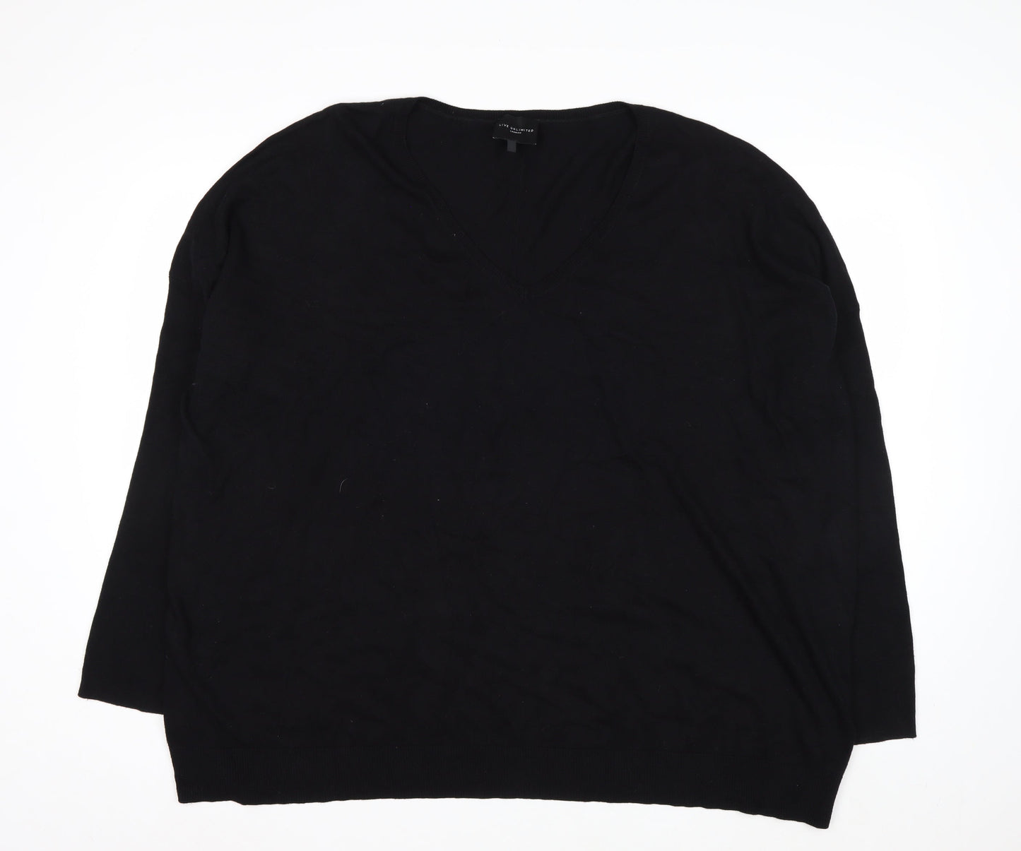Live Unlimited London Women's Black V-Neck Pullover Jumper Size 26