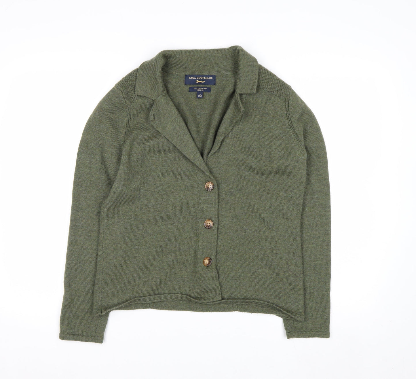 Paul Costelloe Womens Green Merino Wool Cardigan UK 12 M