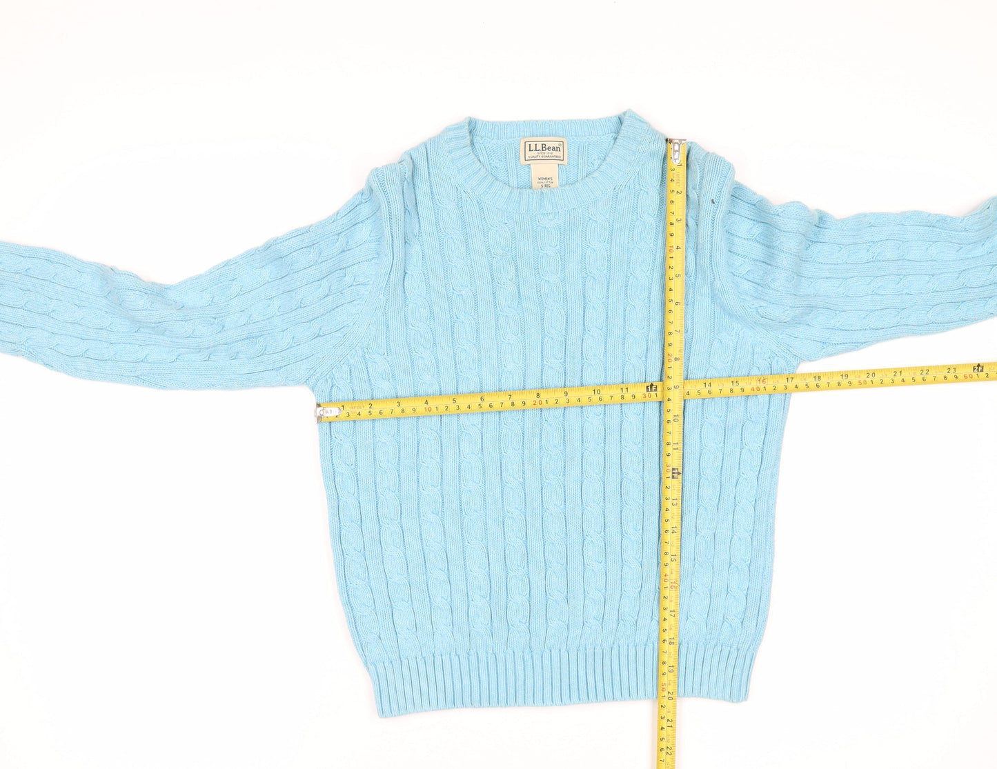 L.L.Bean Women's Blue Cable-Knit Cotton Jumper Size S Regular