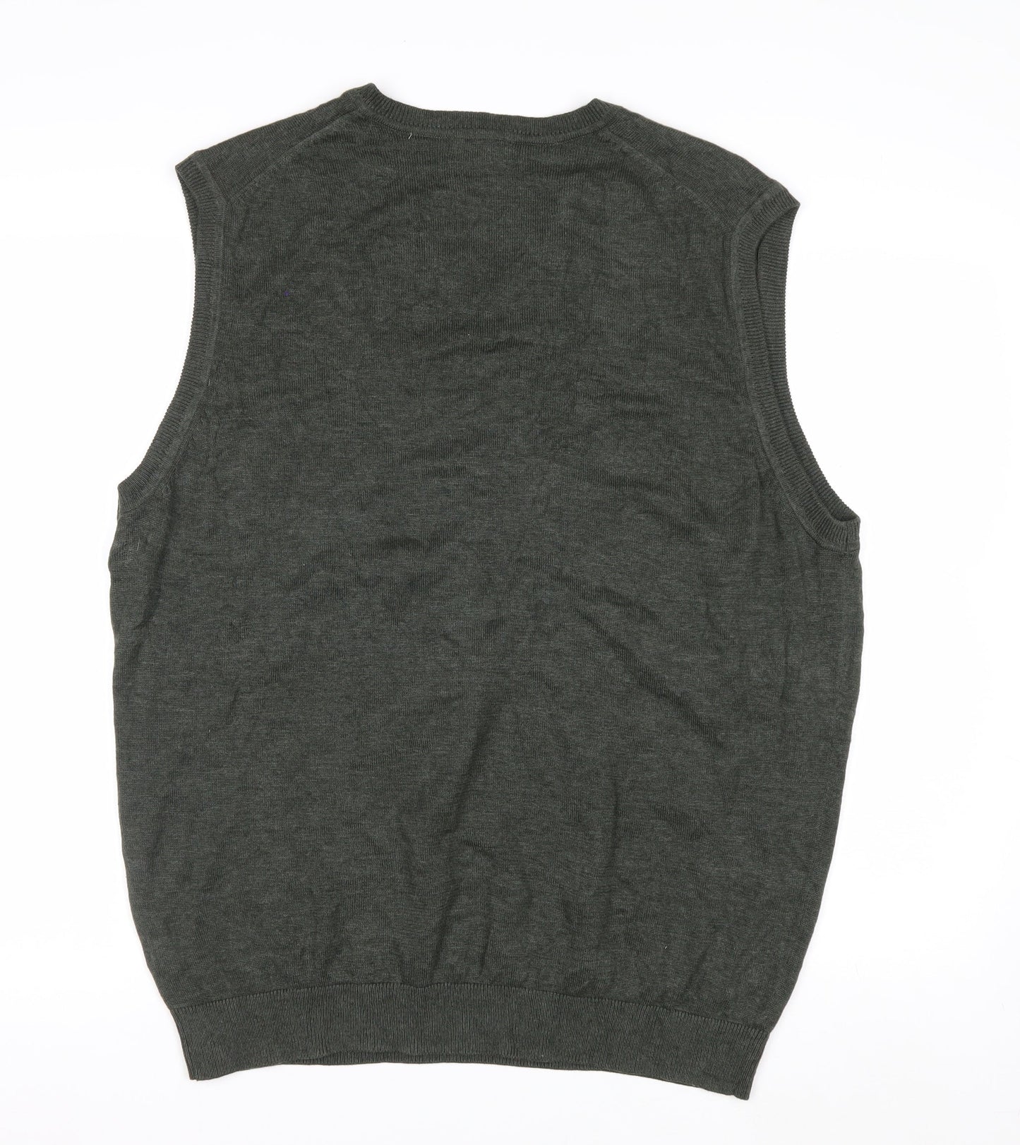 Van Heusen Men's Green V-Neck Sleeveless Vest Jumper Size L