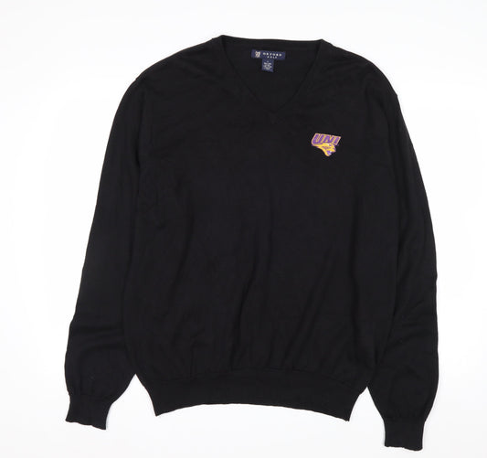 Oxford Golf Men's Black Cotton V-Neck Pullover Jumper L