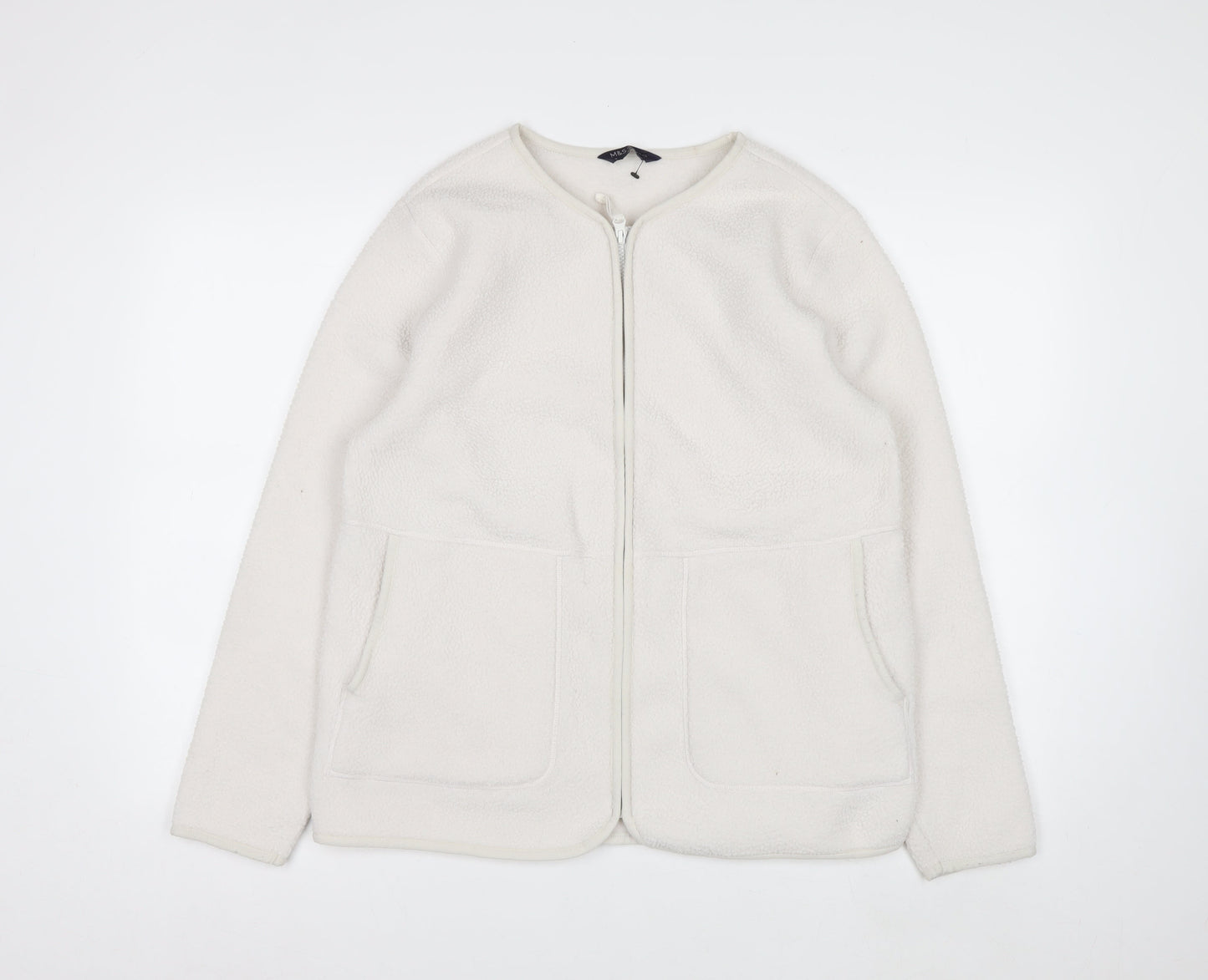 Marks and Spencer Women's White Fleece Zip Jacket Size M