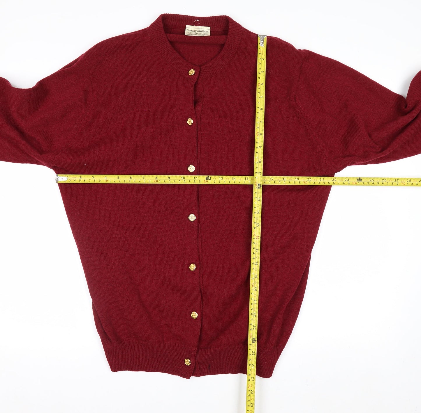 Murray Brothers Womens Red Pure Wool Crew Neck Cardigan L
