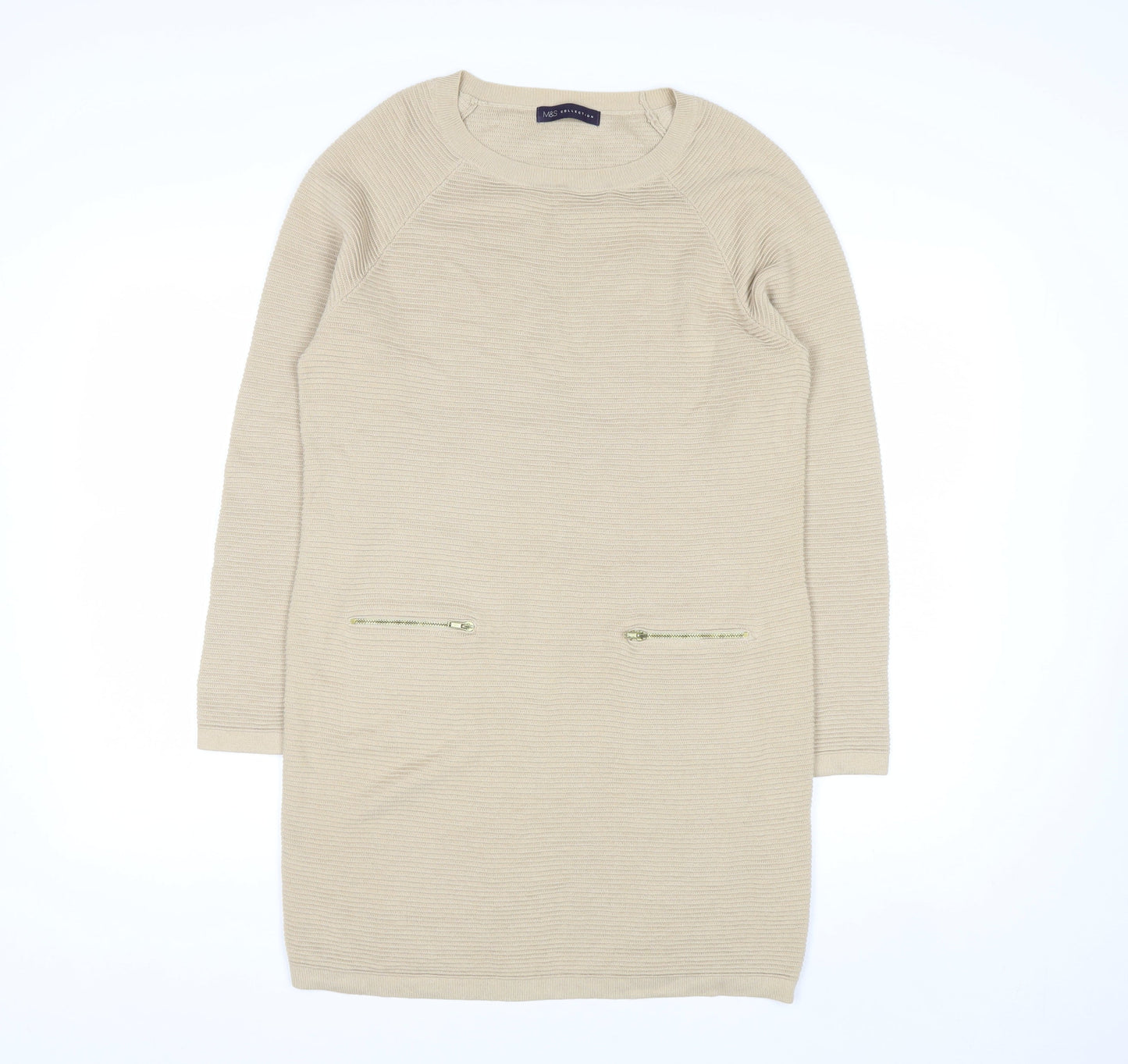 Marks and Spencer Women Beige Knit Jumper Dress Size 10