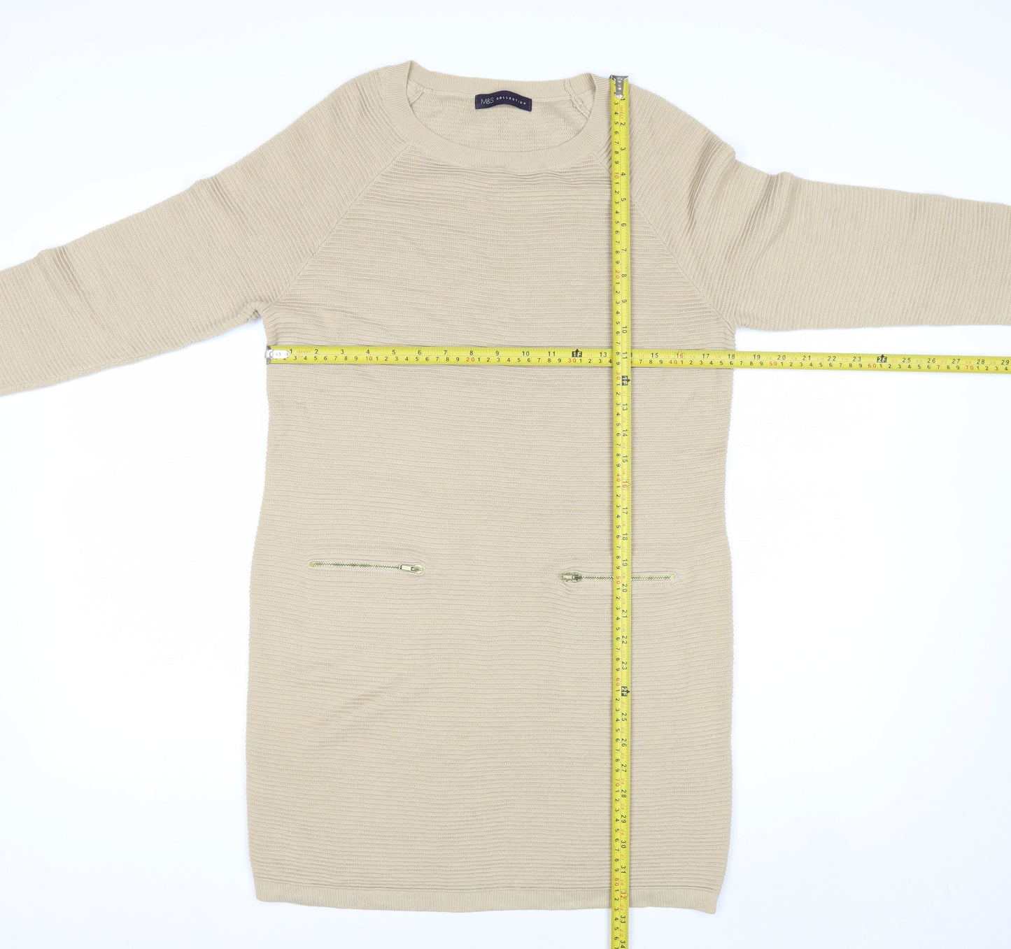 Marks and Spencer Women Beige Knit Jumper Dress Size 10