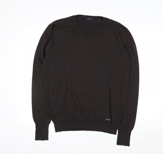 Liu Jo Mens Black Wool Blend Crew Neck Pullover Jumper 2XL