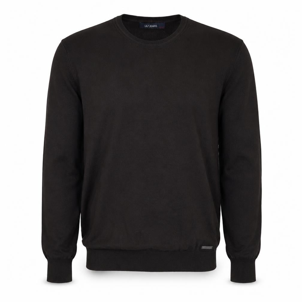 Liu Jo Mens Black Wool Blend Crew Neck Pullover Jumper 2XL
