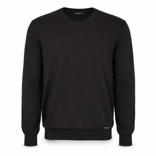 Liu Jo Mens Black Wool Blend Crew Neck Pullover Jumper 2XL