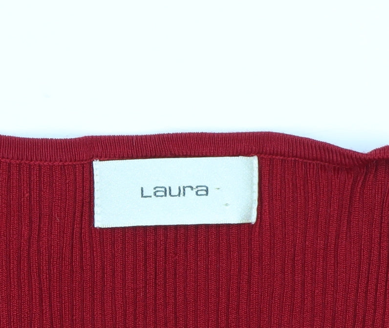 Laura Women's Red Rhinestone Scoop Neck Sleeveless Knit Vest S