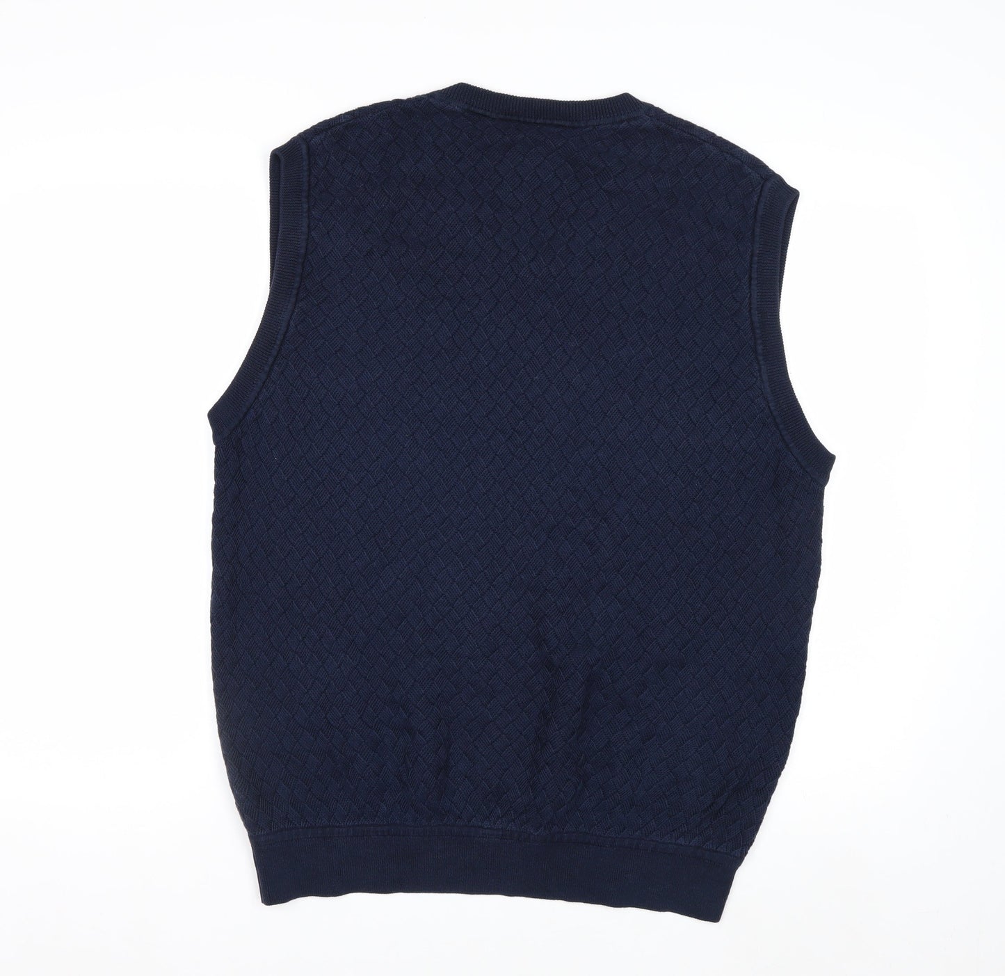 Greg Norman Men's Blue Cotton V-Neck Sleeveless Golf Vest L