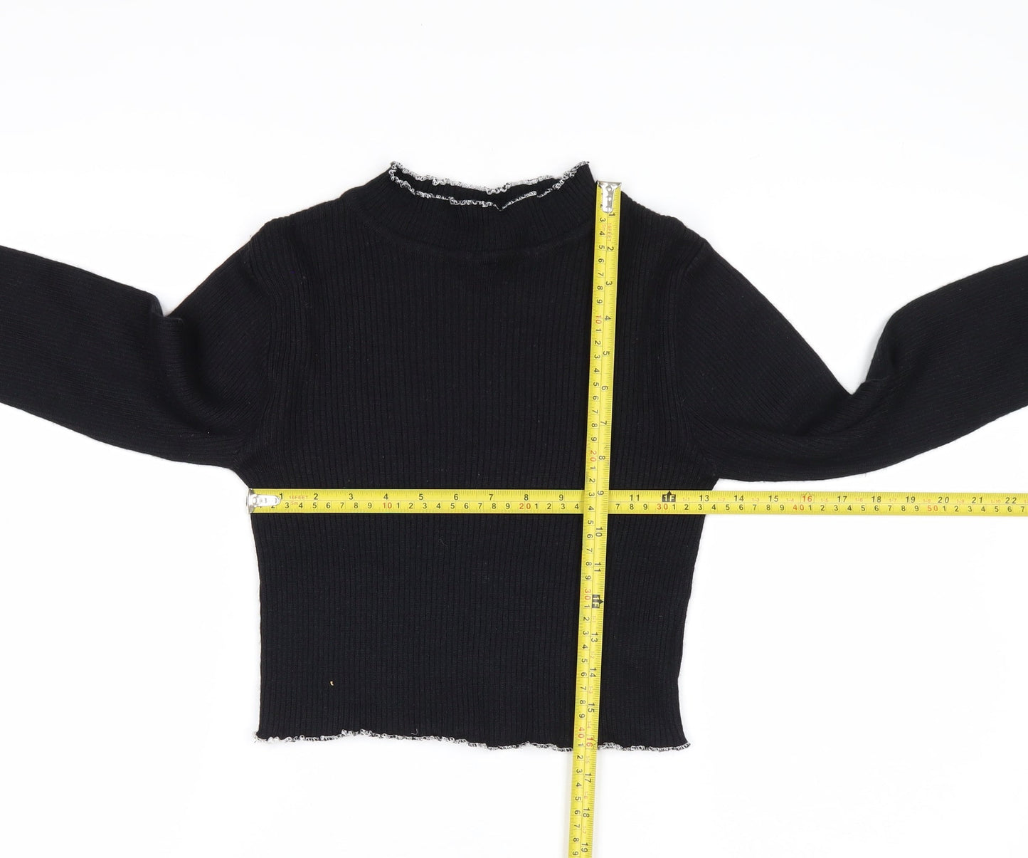 Beyond Retro Womens Black Mock Neck Slim Fit Knit Jumper Size S