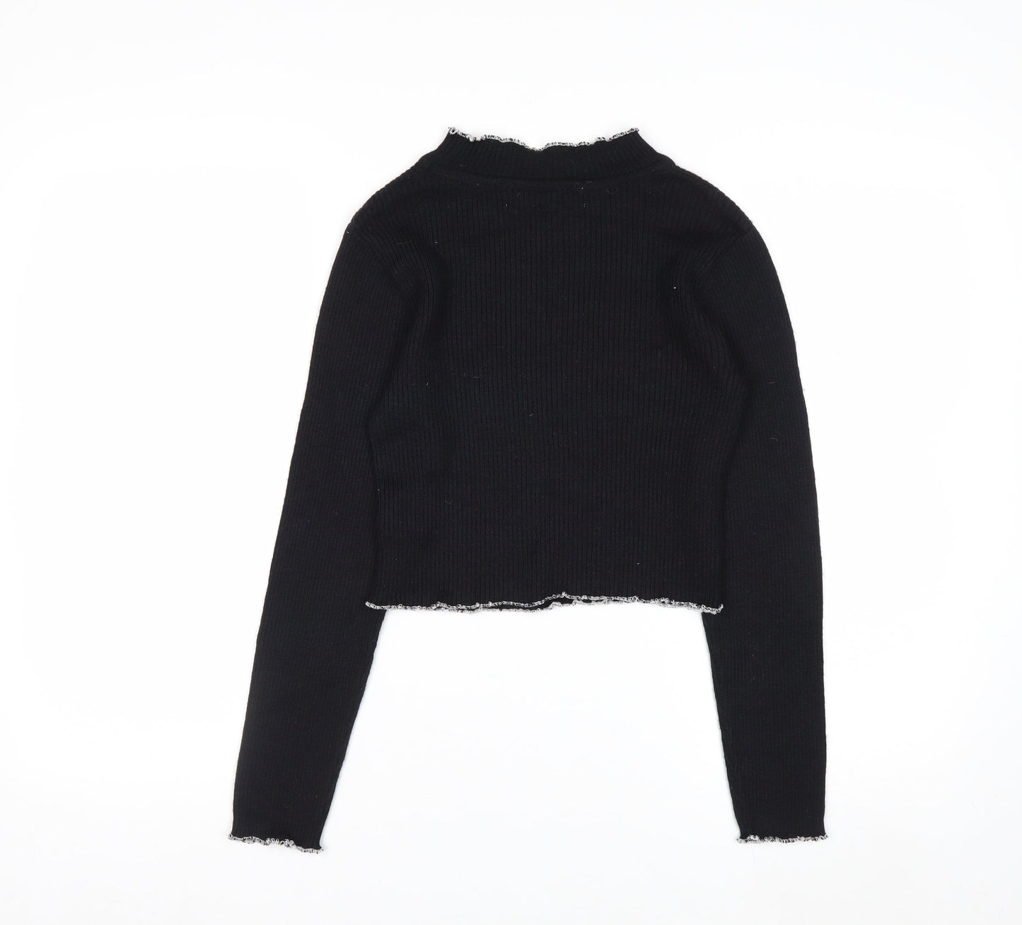 Beyond Retro Womens Black Mock Neck Slim Fit Knit Jumper Size S
