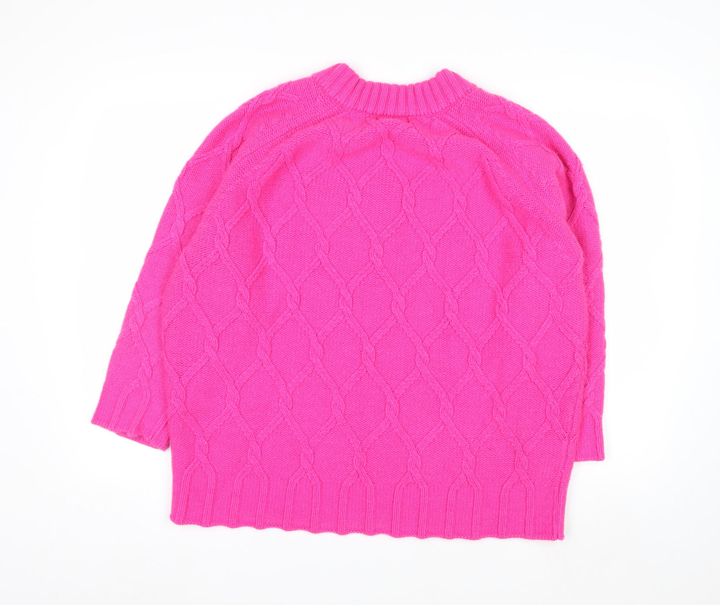 Next Women’s Pink V-Neck Cable-Knit Wool Blend Jumper L