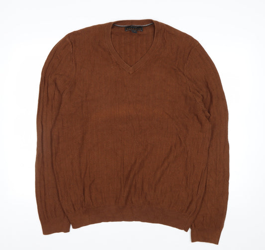 Jos. A. Bank Reserve Men’s Brown XL V-Neck Cotton Silk Jumper