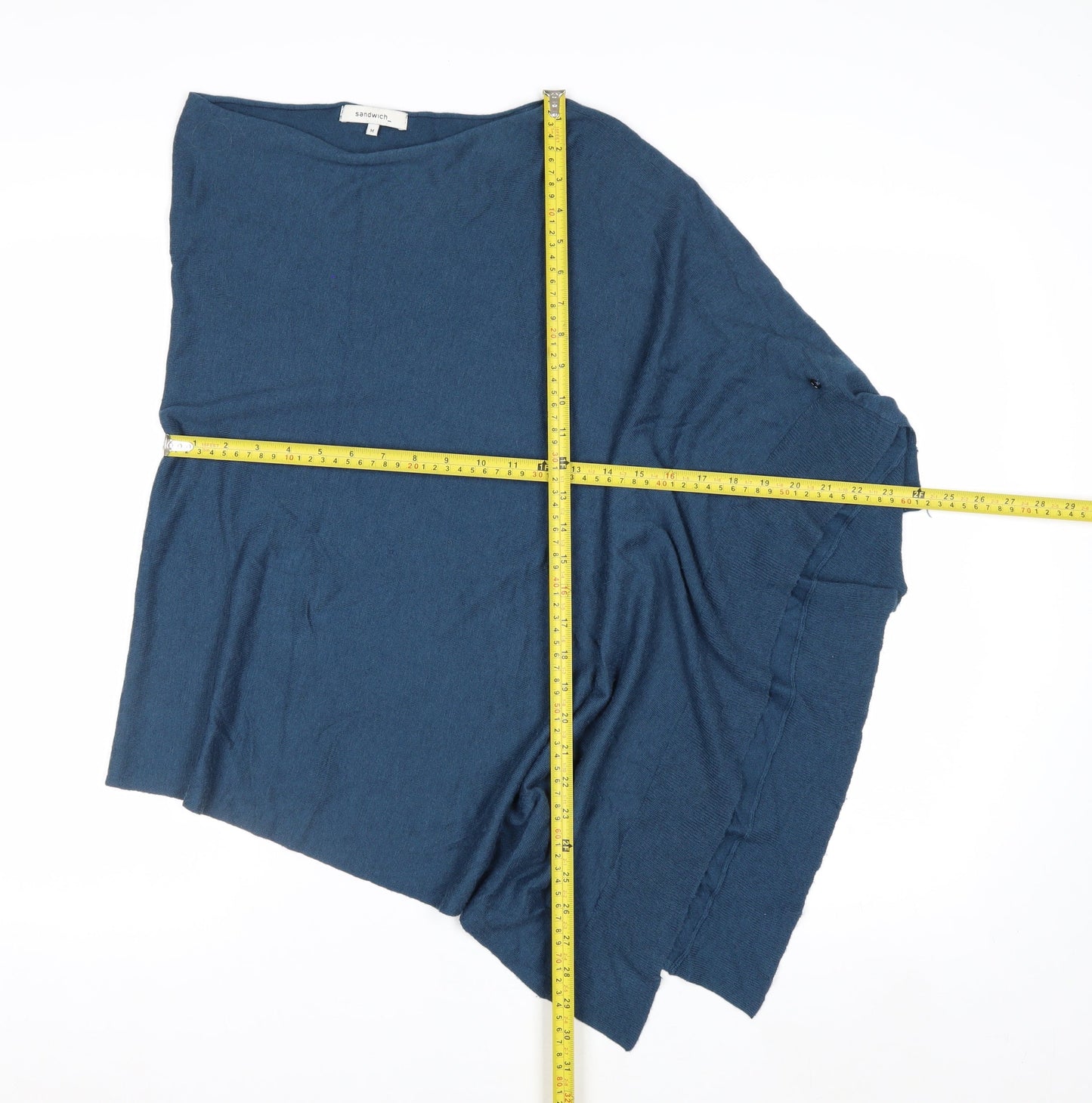 Sandwich Women Blue Wool Blend Cape Jumper Size M