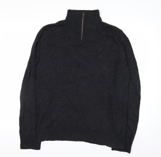 Fat Face Men’s Grey 1/2 Zip Cotton Cashmere Jumper L