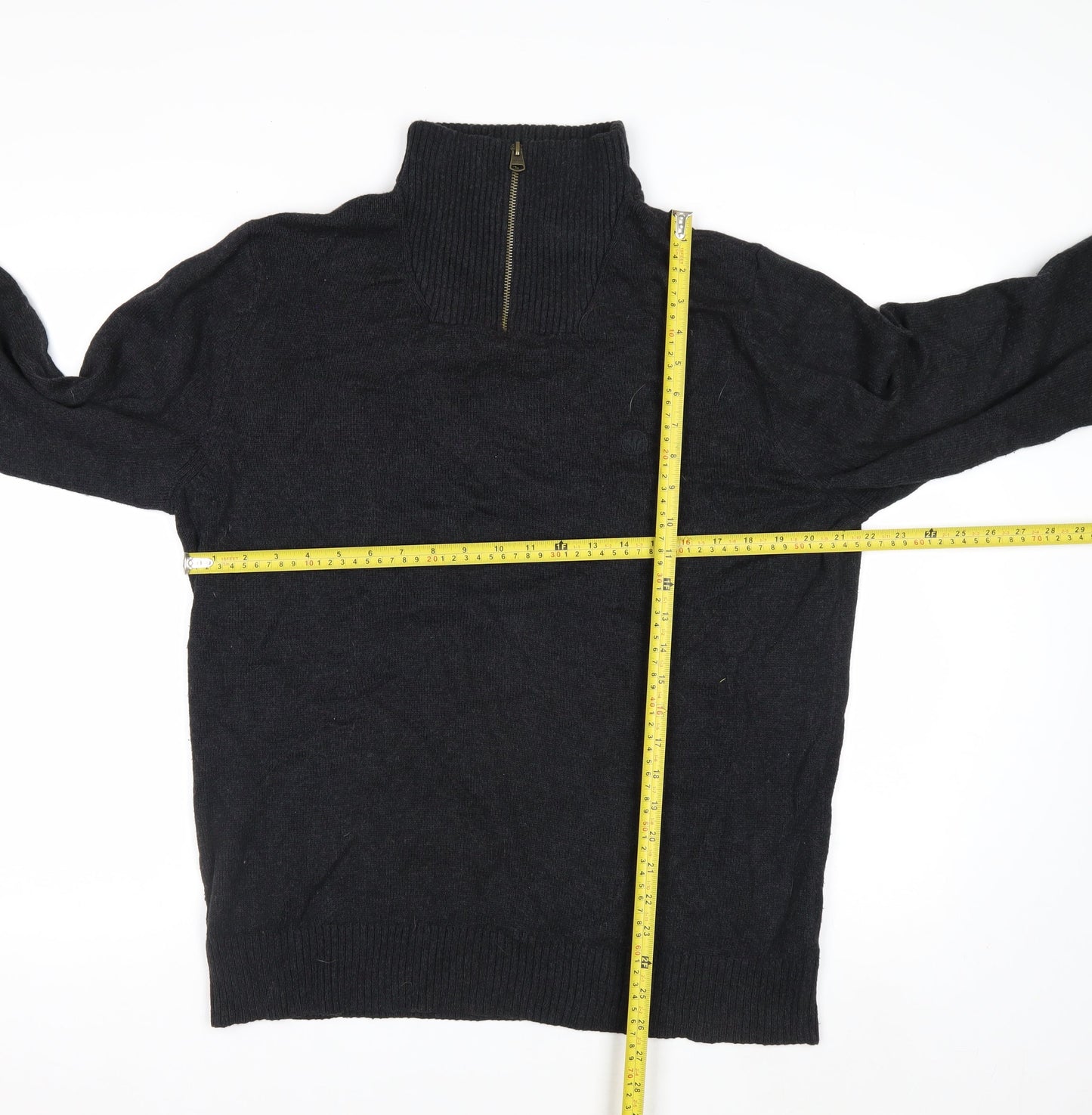 Fat Face Men’s Grey 1/2 Zip Cotton Cashmere Jumper L