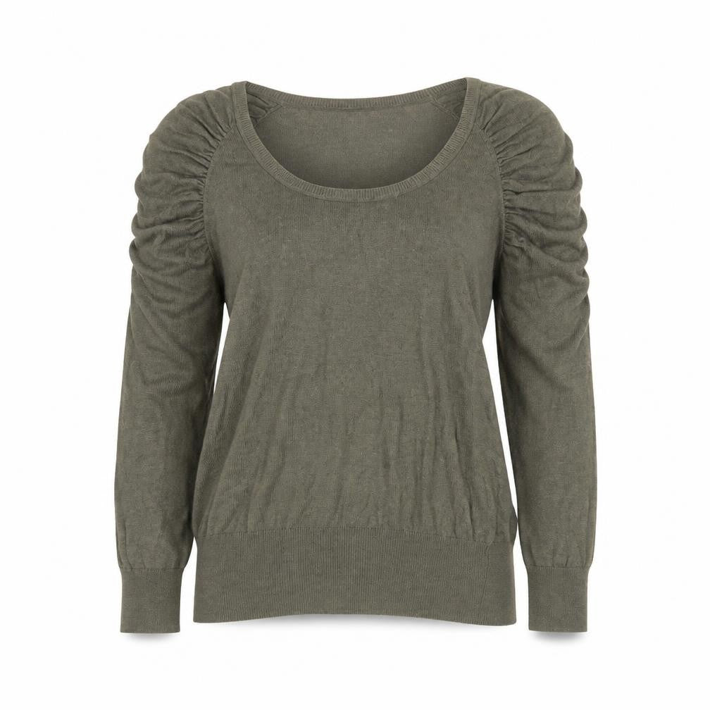 H&M Womens Green Scoop Neck Puff Sleeve Knit Jumper Size 8