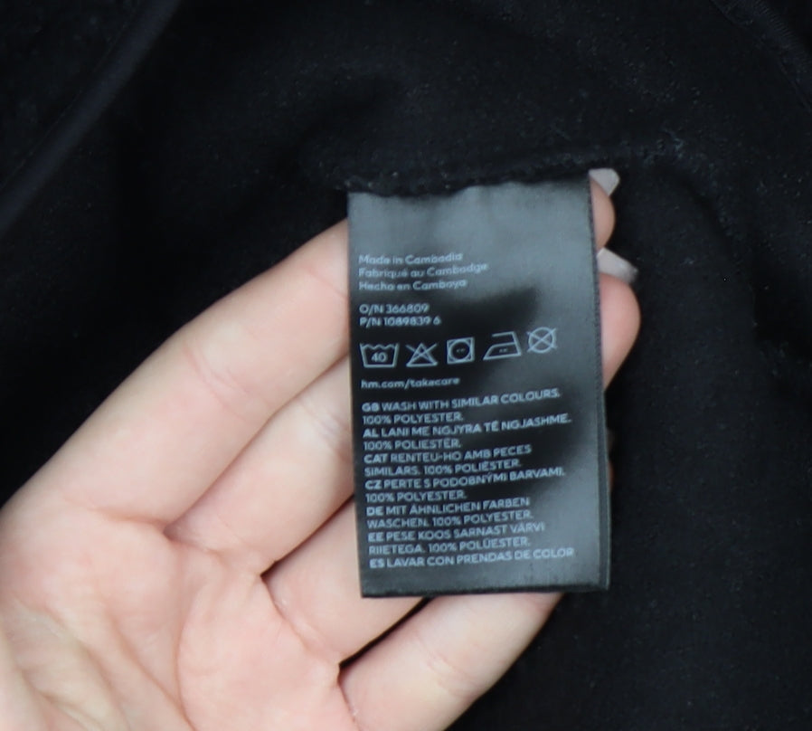 H&M Women’s Black Fleece 1/4 Zip Hooded Pullover Jumper Size 12