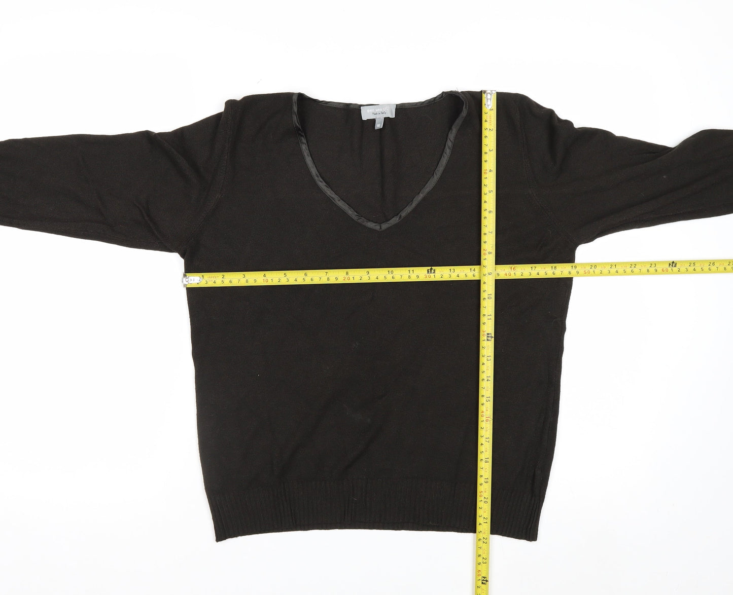 Marks and Spencer Per Una Women's Black V-Neck Jumper Size 16