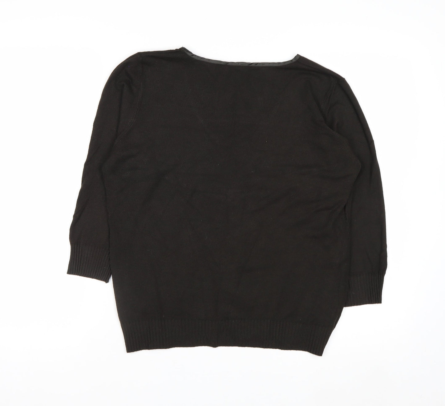 Marks and Spencer Per Una Women's Black V-Neck Jumper Size 16
