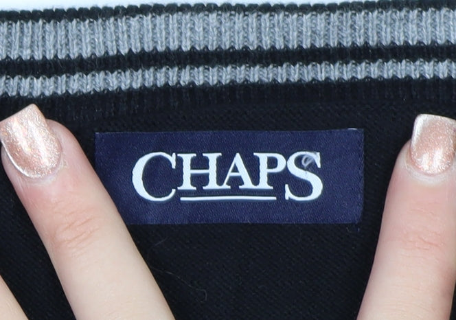 Chaps Men's Black Cotton V-Neck Sleeveless Jumper Vest XL