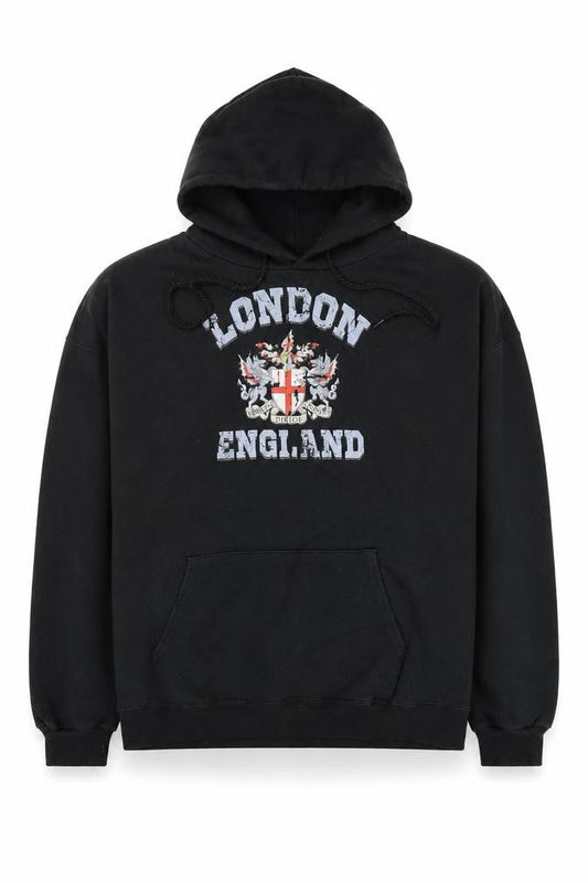 Hanes Men's Black London England Pullover Hoodie XL Fleece