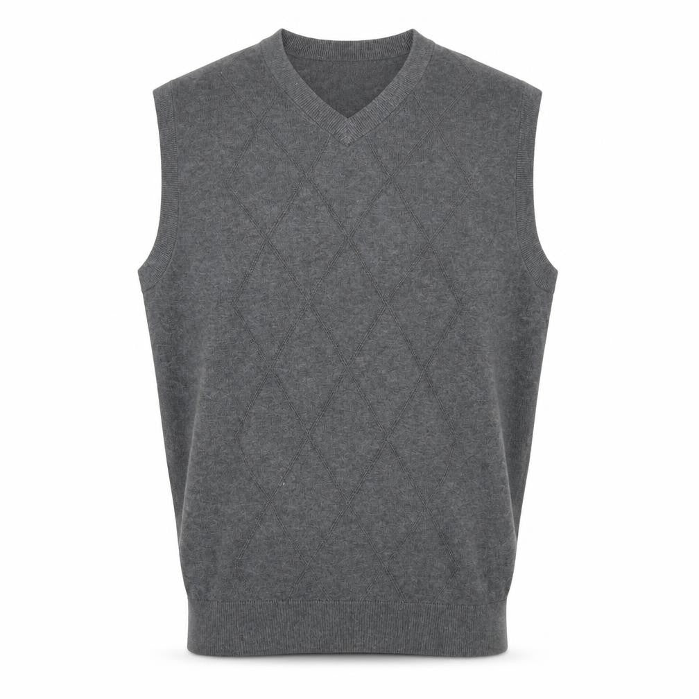Roundtree & Yorke Men's Grey Cotton Argyle V-Neck Vest XL