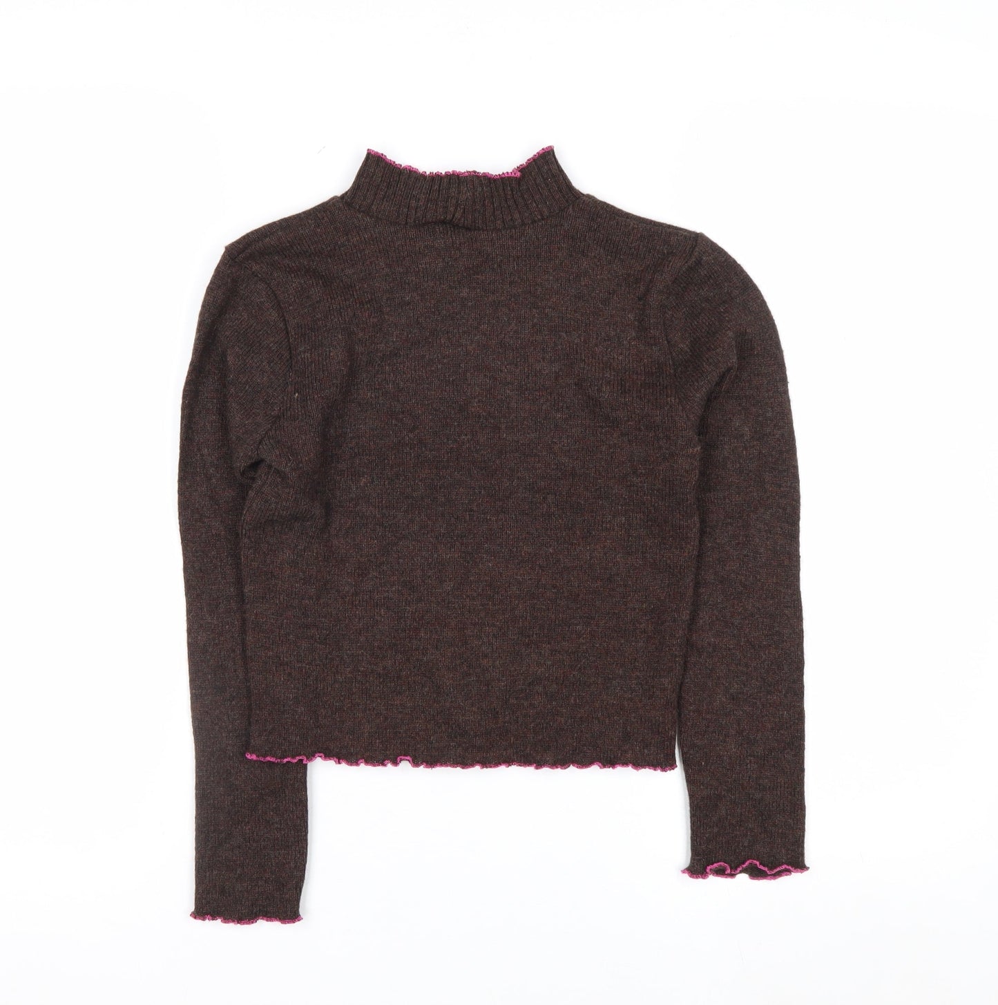Beyond Retro Women Brown Wool Blend Mock Neck Jumper S