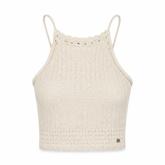 Hollister Women’s Beige Crochet Knit Sleeveless Vest XS