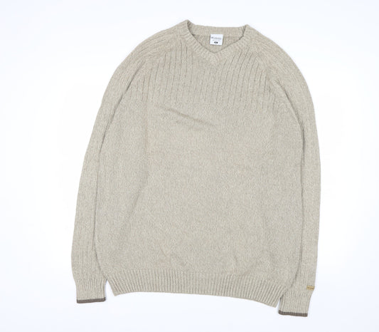 Columbia Men's Beige Cotton V-Neck Jumper XL Classic Fit