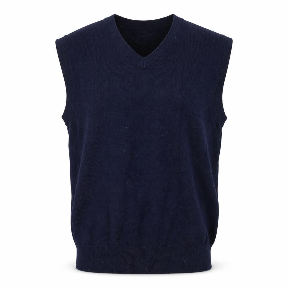 L.L.Bean Men's Blue Cotton Cashmere V-Neck Sleeveless Vest M