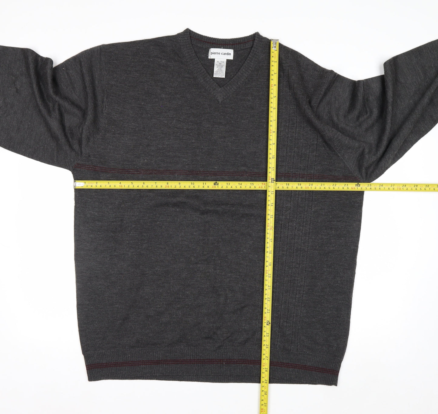Pierre Cardin Men's Grey XL V-Neck Pullover Jumper