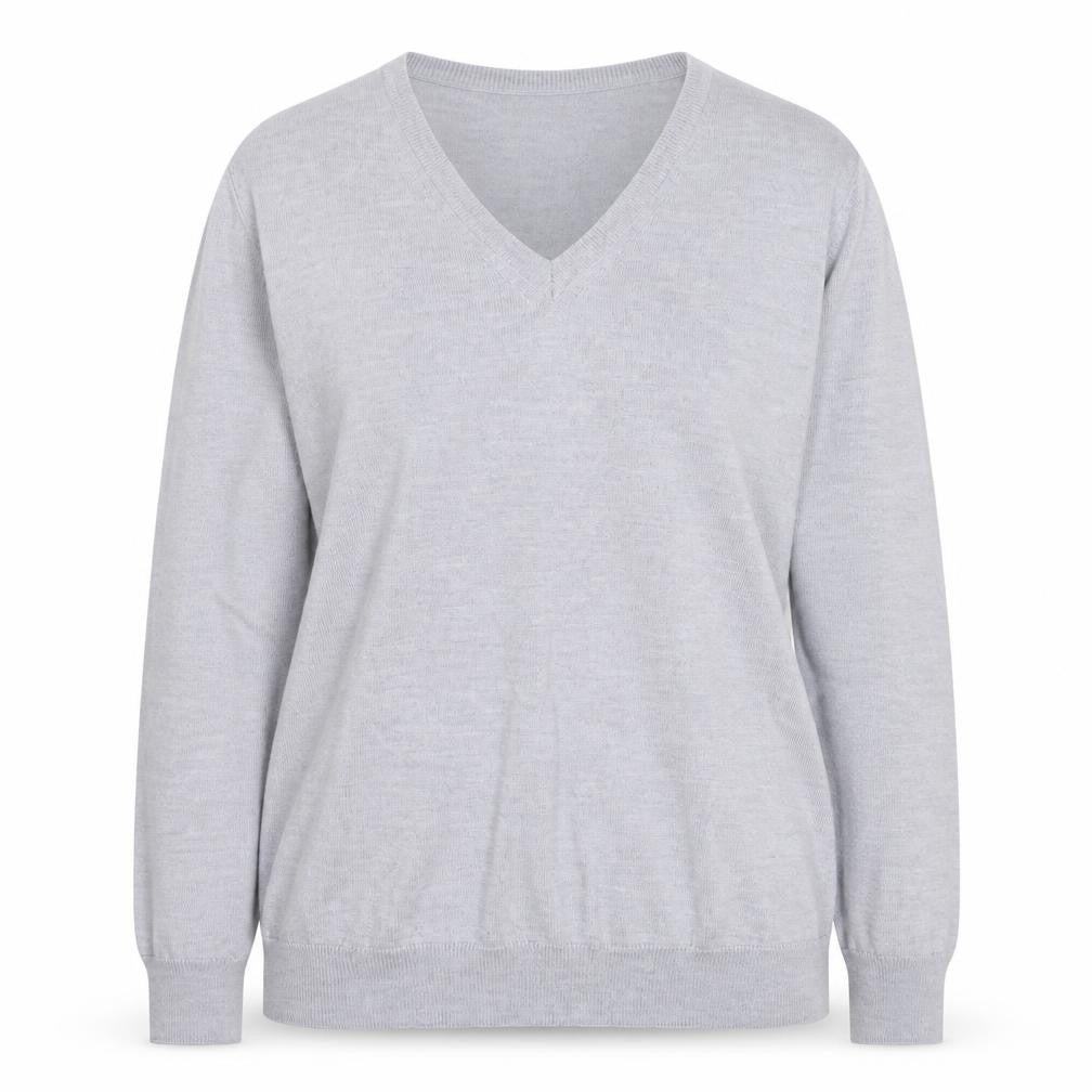 Peter Hahn Women's Grey V-Neck Pure Wool Jumper Size 20