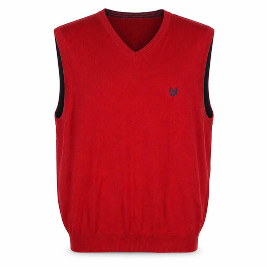 Chaps Men's Red Cotton Sleeveless V-Neck Knit Vest L Regular