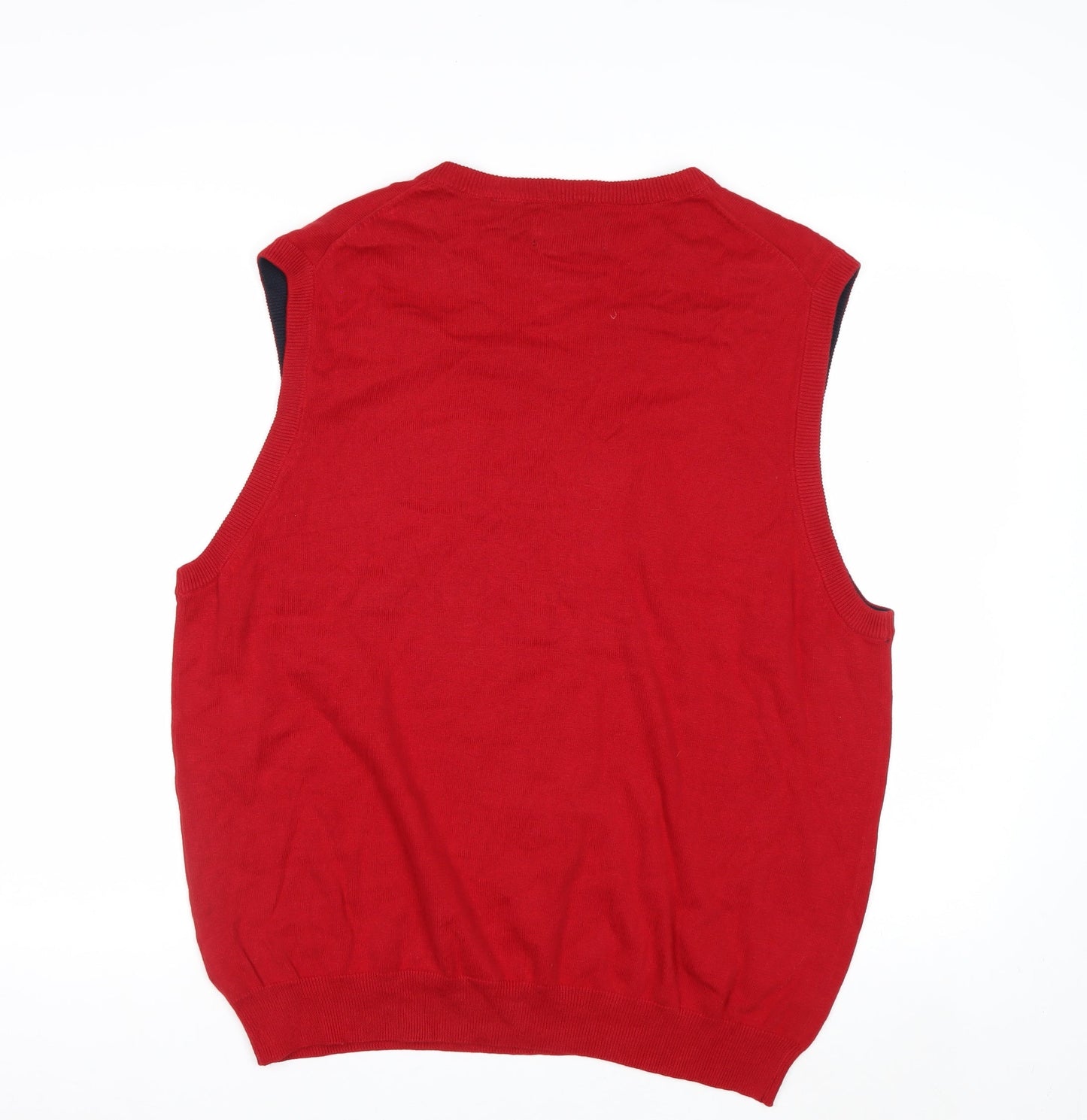 Chaps Men's Red Cotton Sleeveless V-Neck Knit Vest L Regular